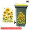 Sunflower Trash Can Stickers Floral Wheel Trash Can Stickers Self-Adhesive Waterproof Pvc Decals For Walls Bathroom Home Decor