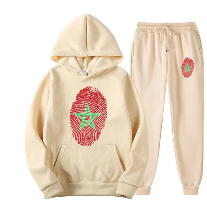 

Відбиток пальця з відбитком прапора Марокко. Чоловіки. Жінки. Спортивний костюм. Повсякденний худі + брюки. Комплекти з 2 предметів. Великий світшот. Модний одяг унісекс. S