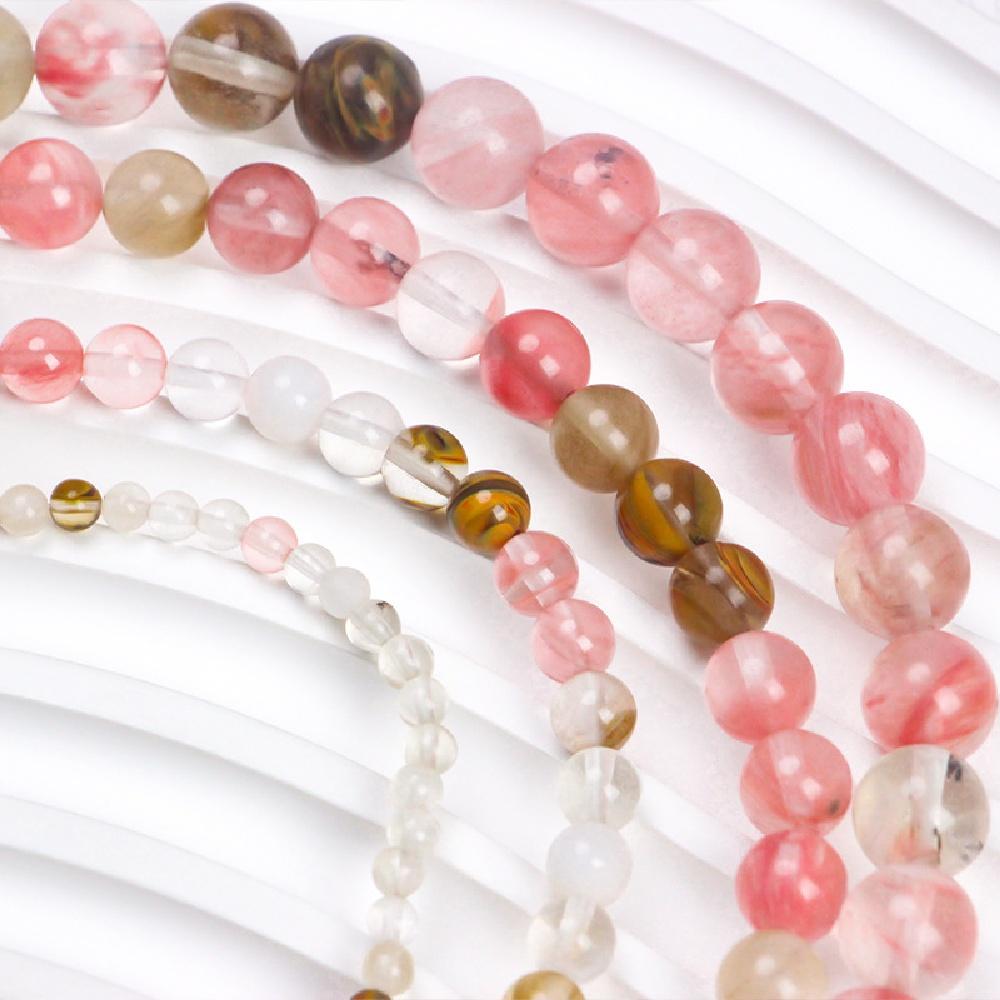 Natursten av vattenmelonskal 4/6/8/10/12 mm Kristallpärlor 15" Sträng Släta Lösa Mellanläggspärlor för Smyckestillverkning DIY Armbandsaccessoarer