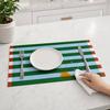 Yousheng Colorful Striped Placemat, Rectangular Artificial Leather Placemat, Heat Resistant Non-Slip Table Protector Mat for Home Dining