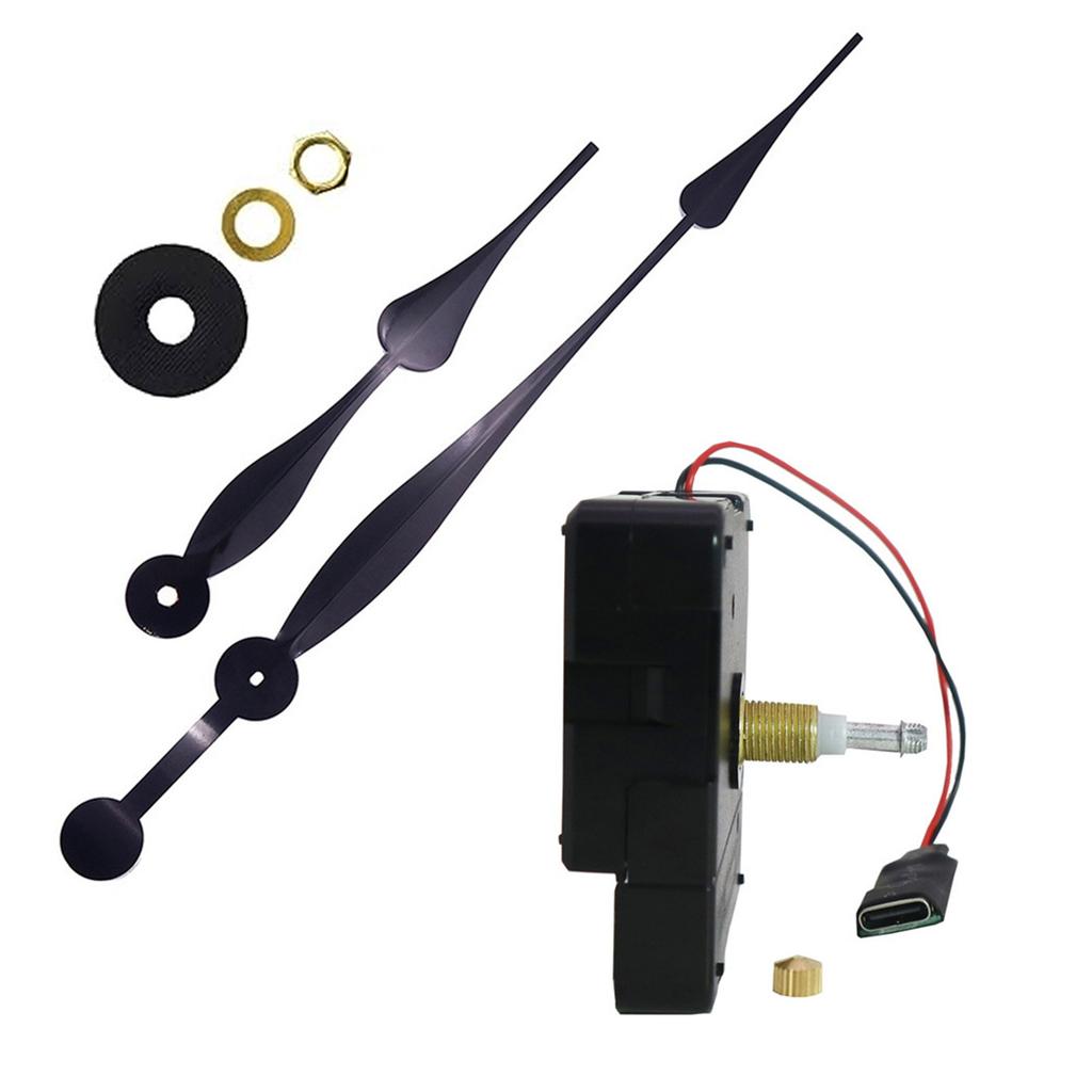 Clock Mechanism Replacement Kits Long Extension Cable and USB Charging Port Clock Hands DIY Watch Repair Accessories