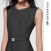 ELLASSAY 2025 Summer Rhinestone French Elegant Midi Dress