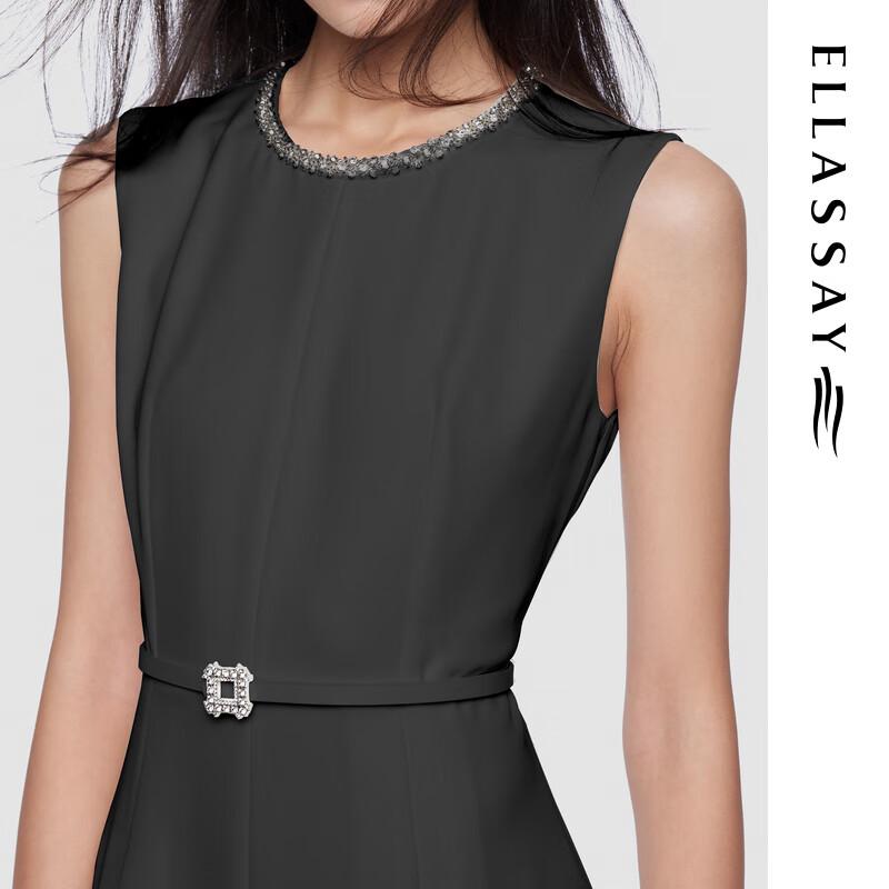 ELLASSAY 2025 Summer Rhinestone French Elegant Midi Dress