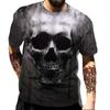 European and American Popular New Horror Skull Digital Printed T-shirt with Retro Street Style Men's T-shirt Pattern