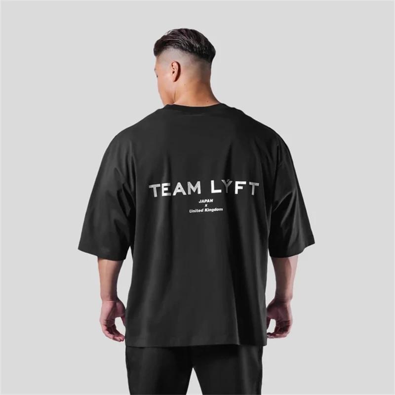Mens ShortSleeved TShirt Polyester Fabric Printed with English Patterns Fashionable Casual RoundNeck Top Mens Clothing