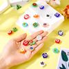 20 Stück Oval Quadratisch Blumenmuster Handgefertigt Lampwork Perlen Bunt Millefiori Lampwork Glasperlen Niedlich Floral Flach Oval Würfel Abstandsperlen für DIY