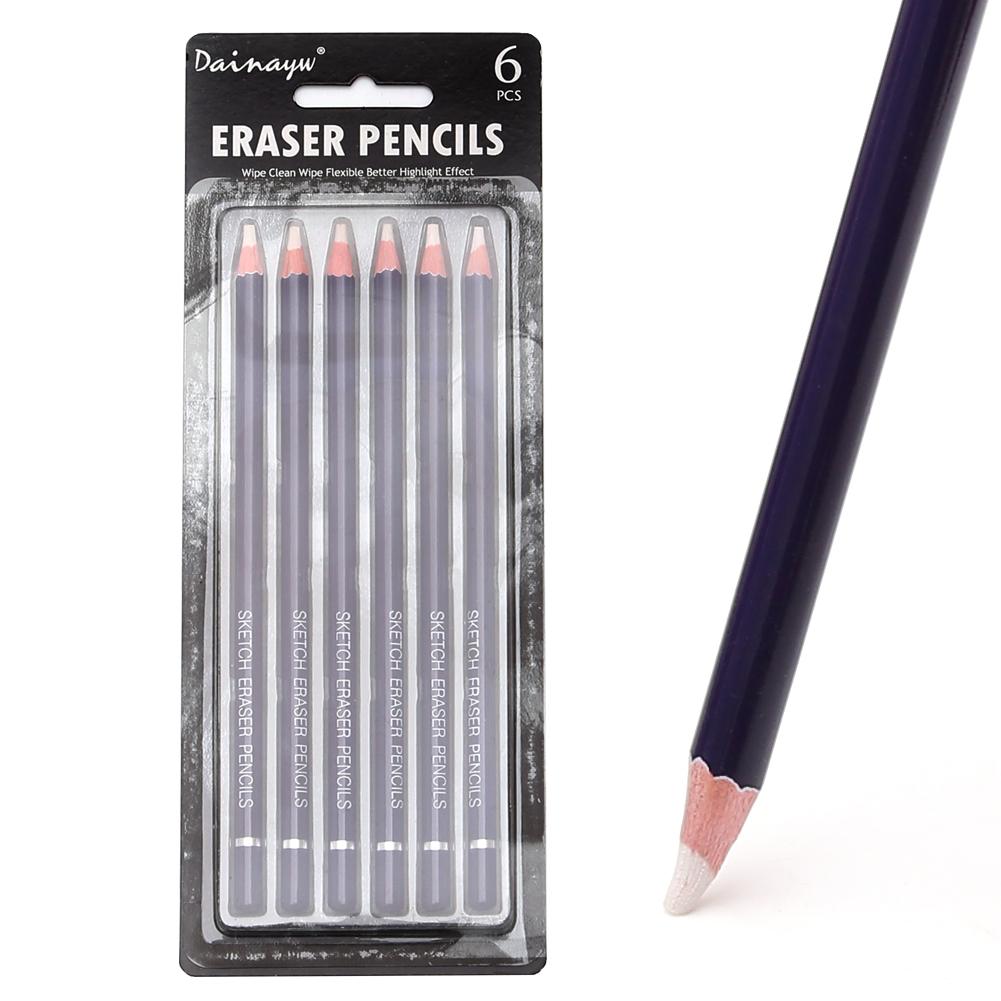6 High Gloss Pencil Erasers for Art Students To Use for Sketching Drawing School Writing Erasers Student Supplies Stationery