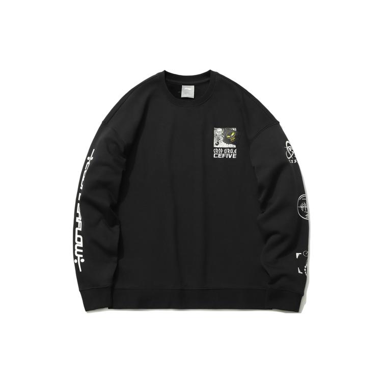 Li Ning CF Sweatshirts Unisex Black Crew Neck Moderate Regular AWDR384-2 S