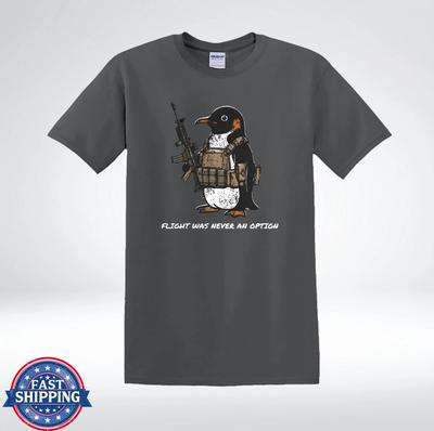 Flug war nie eine Option Lustiges taktisches Pinguin-Grafik-T-Shirt 1