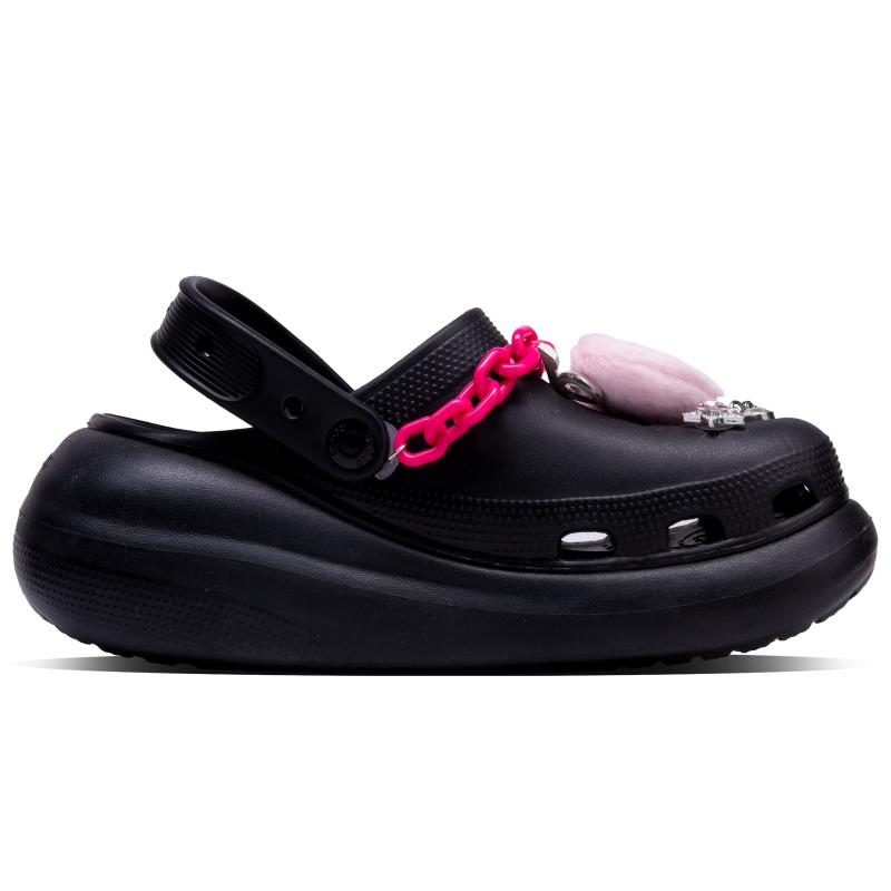 Crocs Crush Clog Classic Crush Cool Black Sweetheart Gift Box EVA Sweet Cool Girl Comfortable and Versatile Hole Shoes Unisex Black