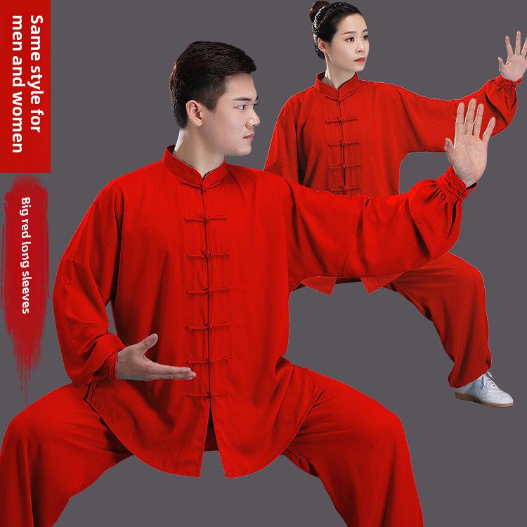Хлопково-шелковый костюм для тай-чи для женщин и мужчин - Весенне-летний костюм для выступлений по боевым искусствам Large