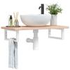 VidaXL Wall-mounted Vanity Shelf Steel and Solid Oak Wood, Floating Vanity Shelf, Vanity Shelf To Place 3302328