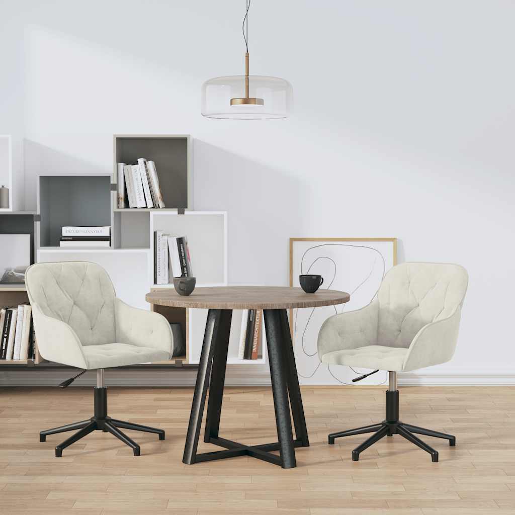 Vidaxl Swivel Dining Chairs, 2 Pcs, Cream, Velvet