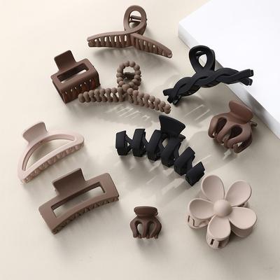 Black Coffee Color Hair Clip Set Multistyle Frosted Hairpin Hair Claw Clip Simple Durable Headwear Hair Clip Hair Accessories