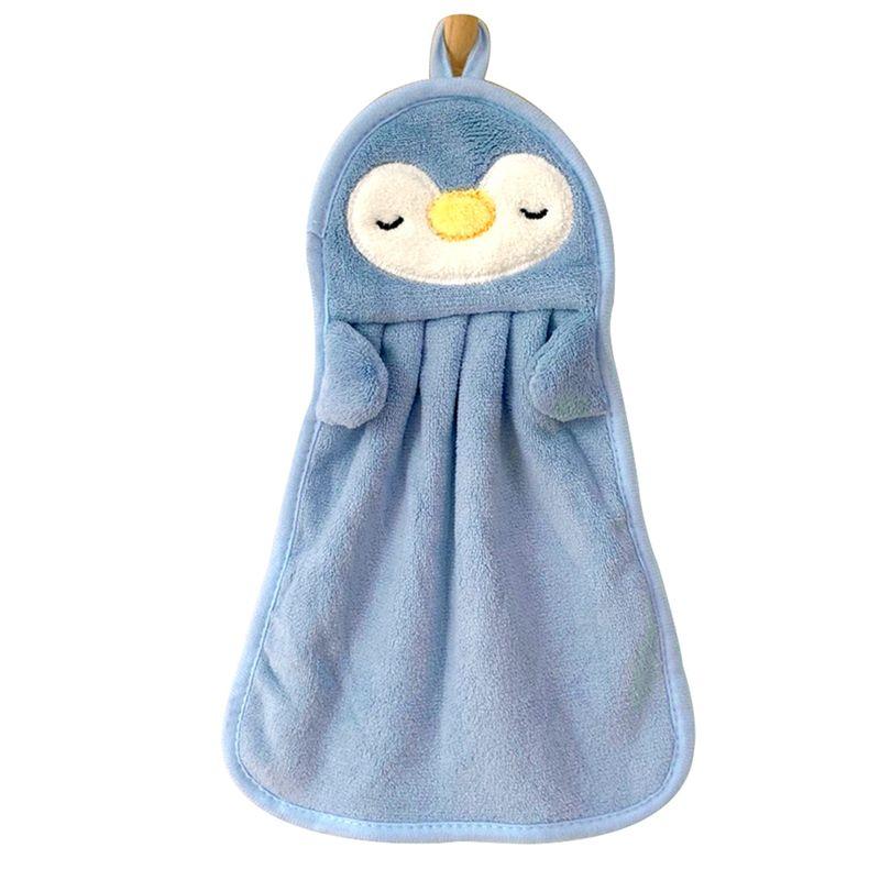 

A84E-Hand Towel Hanging Absorbent Baby Hand Towel Cute Penguin Duck Skin-Friendly Soft Children,Blue Durable синій