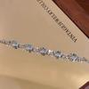 Summer Sweet Blue Zircon Crystal Cross Bracelets For Women Fashion Romantic Adjustable Chain Bangle Jewelry Party Casual Gifts
