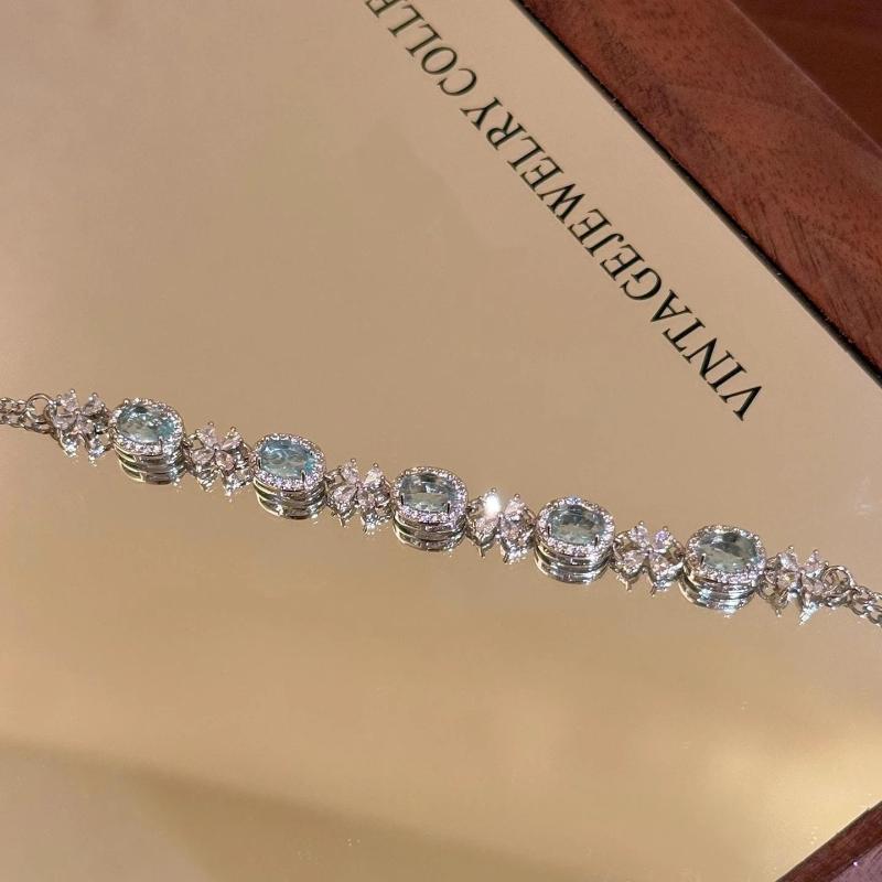 Summer Sweet Blue Zircon Crystal Cross Bracelets For Women Fashion Romantic Adjustable Chain Bangle Jewelry Party Casual Gifts