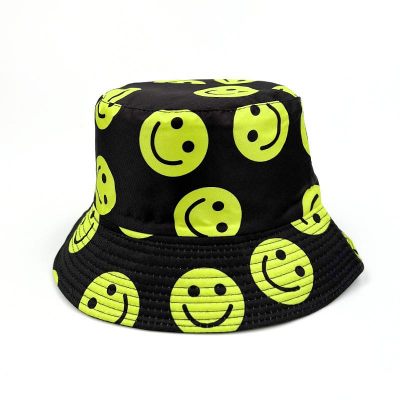 Sided Smiley Double Face Pattern Fisherman Hat Sun Protection Bucket Cap Outdoor