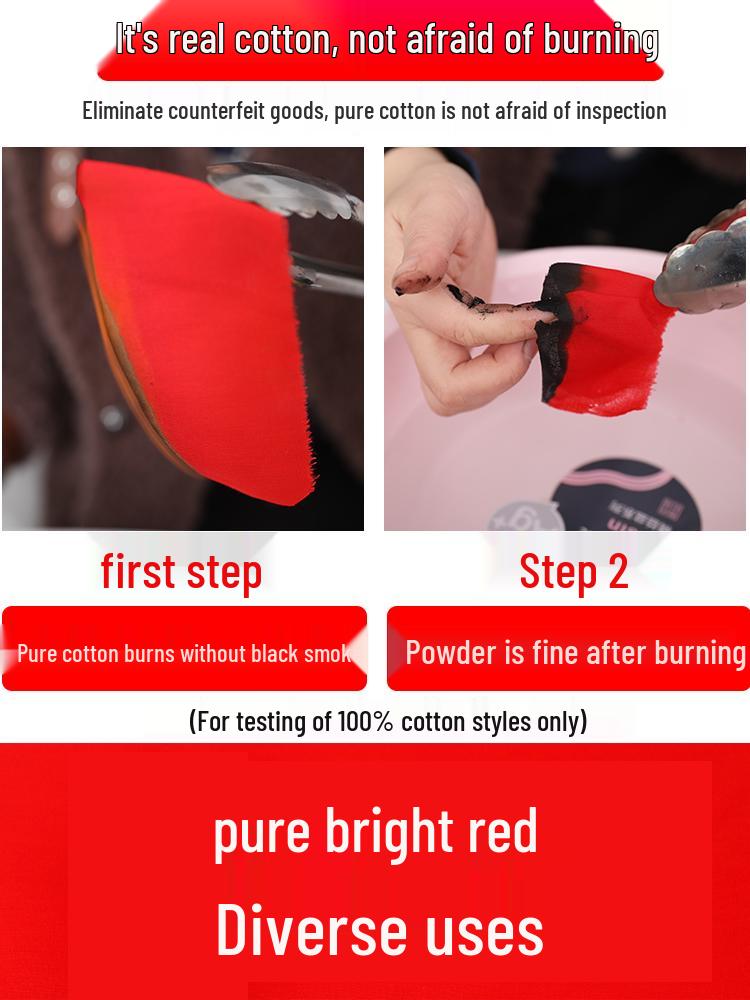 Bright Red Pure Cotton Fabric for Ceremonies: 3x3 Feet for Engagements, Weddings, Buddhist Altars, and Chinese Style Events