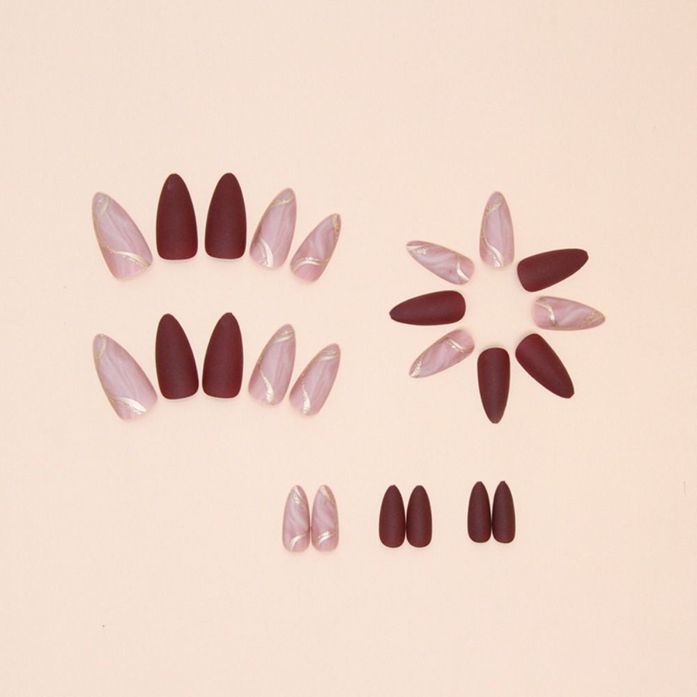 Pointed Head False Nail Full Cover Press On Nails Fashion Almond Fake Nails Girl