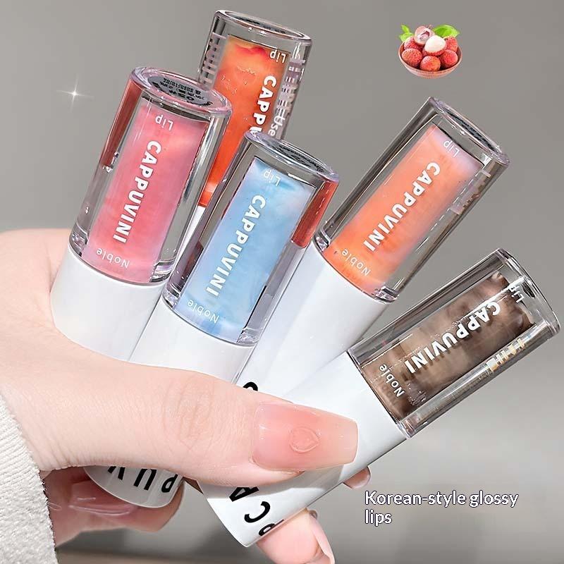 Cappuvini Clear Grey Purple Lip Gloss Hydrating Drying Lips Mirror Lip Glaze Tint Plumper Moisturizing Crystal Lip Oil Makeup