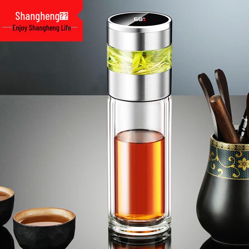 Shangheng Intelligent Temperature Display Double-Wall Glass Tea Cup