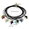 Punk Rock Bunter Naturstein Kreuz Anhänger Halskette Für Männer Frauen Cool Hip Hop Street Vintage Y2K Grunge Goth Schmuck Geschenk