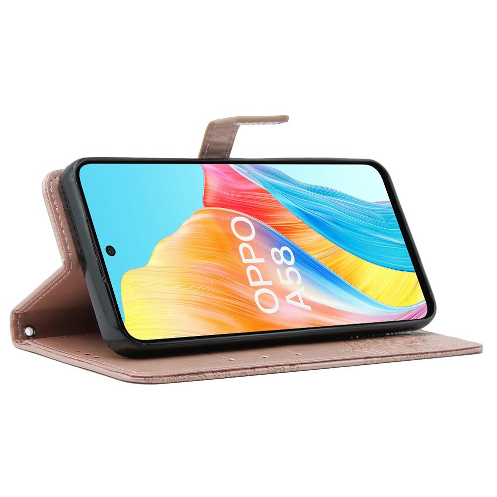 Flip case for Oppo A58 4G, Mandala, rose gold