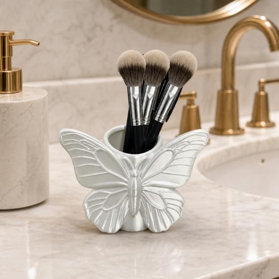 Yousheng 3D Printed Butterfly Pen Holder, Embossed Desk Organizer for Pencils Makeup Brushes, Large Capacity Storage Box for Home Office Decor