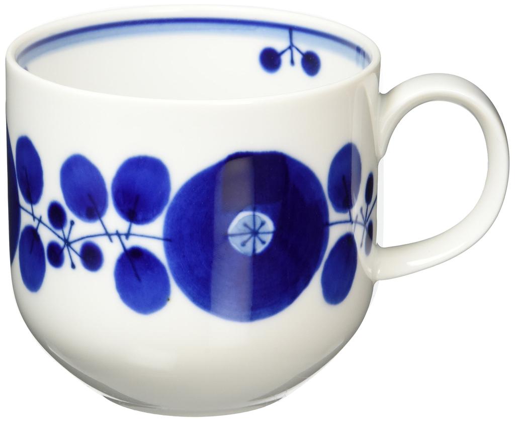 Hakusan Porcelain Mug, Blue Bloom Wreath, Approx. 8.7 X 8.2 Cm, 360 Ml, Hasami Ware, Made In Japan