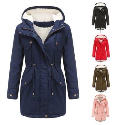 Women Coat Hooded Zipper Cotton Blend Prevent Coldness Women Jacket for Outdoor