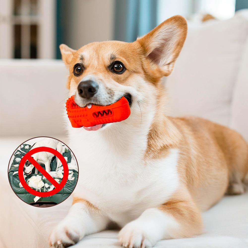 Custom Alligator Pet Treat Dispenser Toys Cleaning Teeth Squeaky Indestructible Rubber Chew Dog Toy