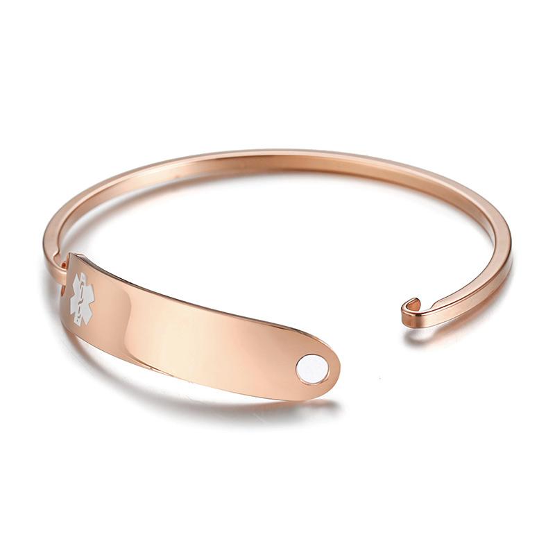 When I'm Dead Just Throw Me in The Trash Medical Alert ID Bracelets for Women Stainless Steel Elegant Personalize Cuff Bangle