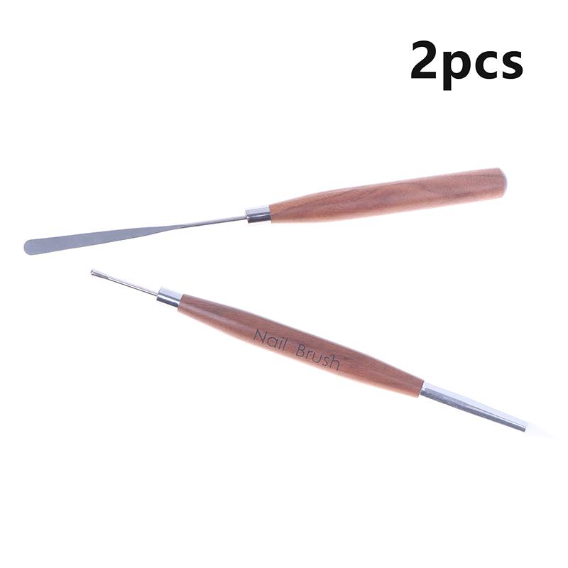 2 Pcs Professional Double-Ended Silicone Head Carving Dotting Pen Sandalwood Handle Swirl Nail Painting Pen Diy Carving Pen Tool