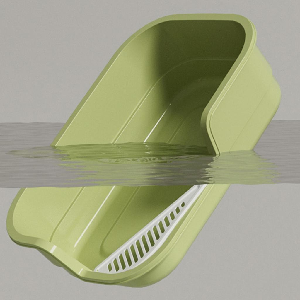 Cat Litter Box Semi-Enclosed High Sides with Scoop Open Top Semi Enclosed Litter Box for Cleaning Odor Control Indoor Office