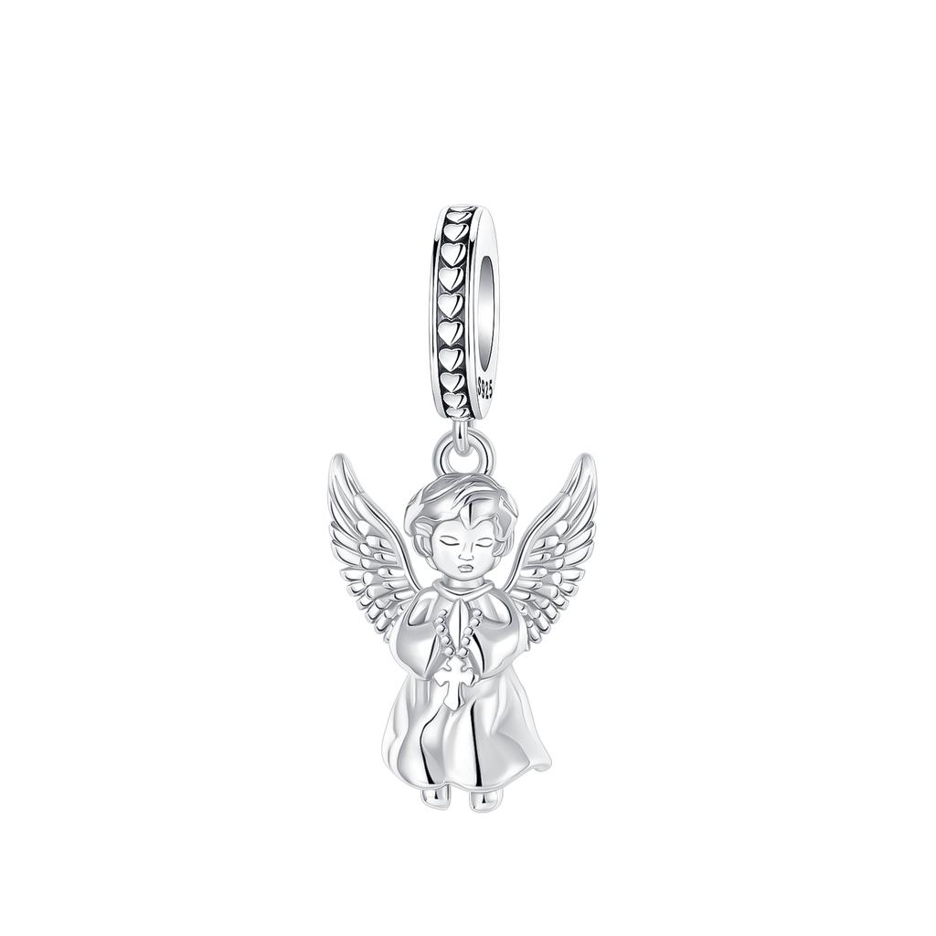 Original Charms Bead Copper Inlaid Zirconium Nun Cross Angel Wing Pendants Fit Bracelet Jewelry Gift Marking