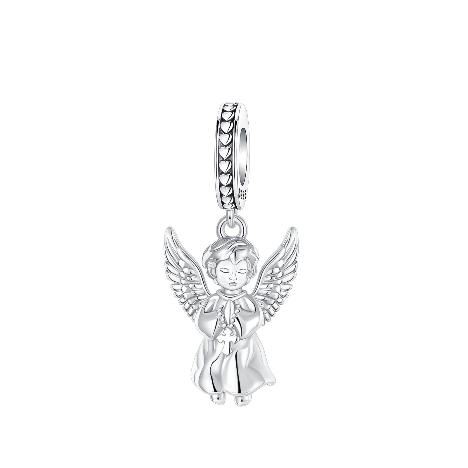 

Copper Metal Prayer Guardian Angel Pendant Bead Component Cross Religion Charm Bead Component Compatible With Authentic Original Charm Bead