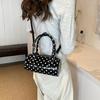 Yogodlns Chic Black & White Polka Dot Stylish Cylinder Crossbody Bag Braided Handle PU Leather Zip Closure Versatile Messenger Bag for Women