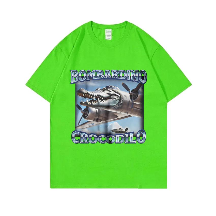 Bombardiro Crocodilo Funny Crocodile Plane Bomber Meme T-shirts Men Women Gothic Vintage T Shirts Casual Humor Oversized T Shirt