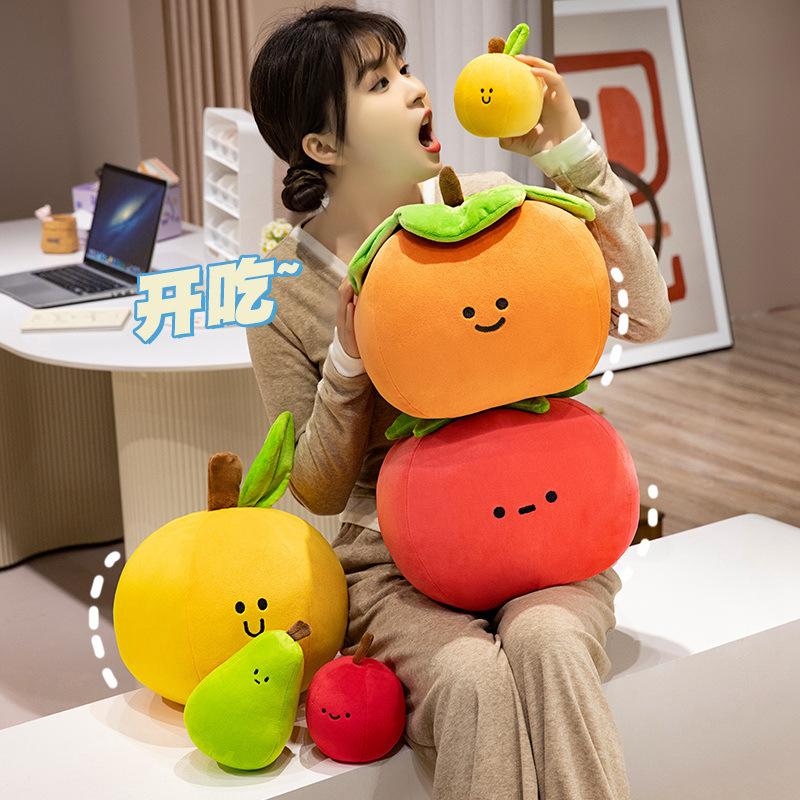 Cartoon Fruit Party Doll Apple Pear Orange Persimmon Doll Cute Home Doll Ornament Plush Pillow