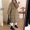 Knee-length big quilt down jacket women's 2024 winter thickened waist drawstring bread jacket