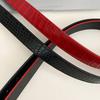 Fashionable Korean Style With Lychee Pattern Women'S Belt 2025 Red High-End Versatile Simple Ins Style Decoration Belt Trend