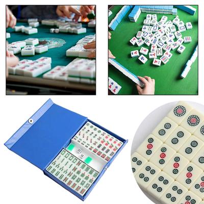 15mm Mahjong Game Set Mini Travel Mahjong Set Chinese Traditional Mahjong Games Mahjong Tiles Set for Travel Family Leisure Time