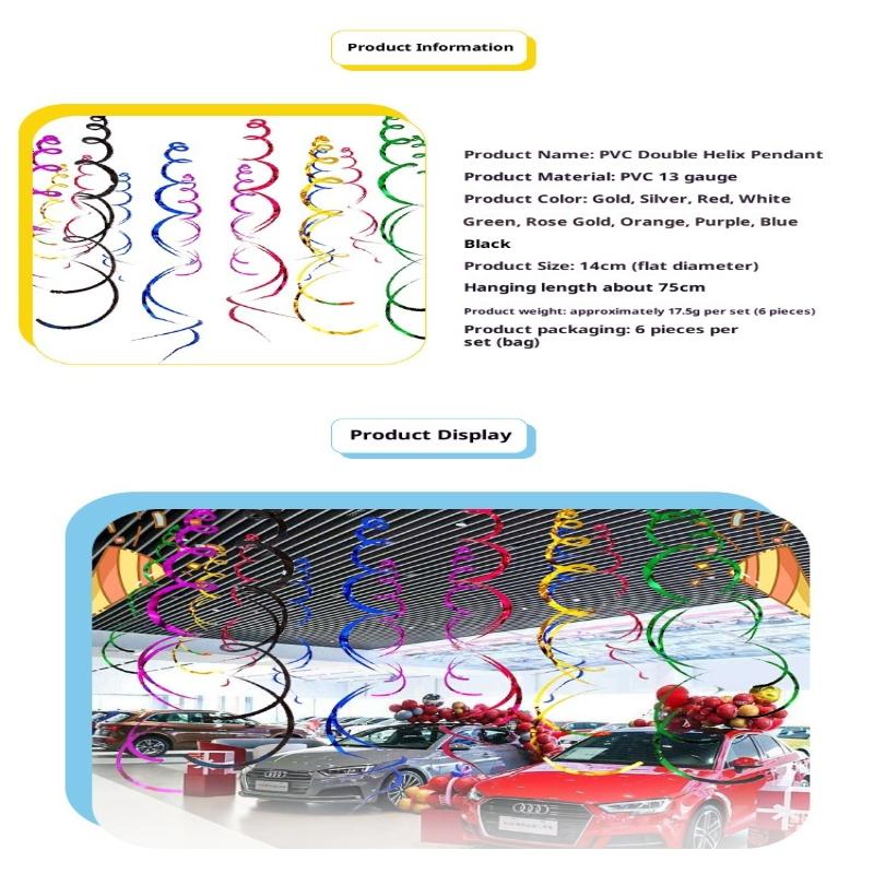 6/12Pcs Pvc Curling Spiral, Party Decoration Party Theme Decorations Dangling Spirals Pendant Party Spiral Birthday Party