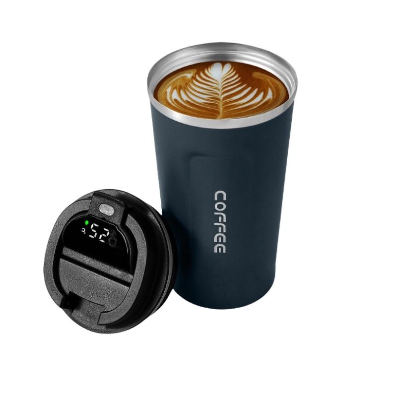 New Intelligent Temperature Measurement Stainless Steel Coffee Cup Thermos Cup Solid Color Gradual Change Optional Portable