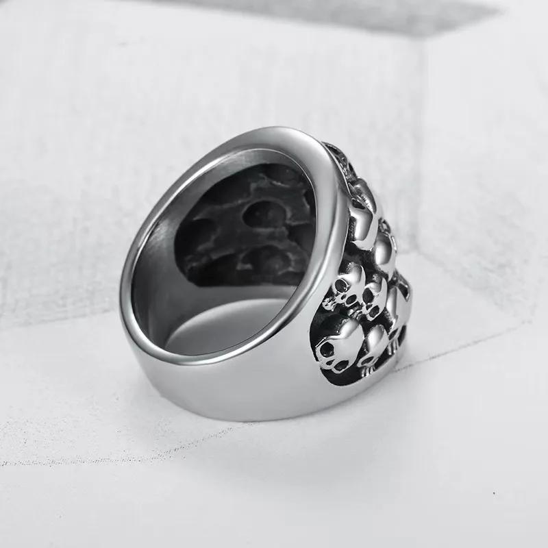 Hot-selling, Men's Single Personality Trend Stainless Steel Skull Ring, Multi-ghost Head Jewelry