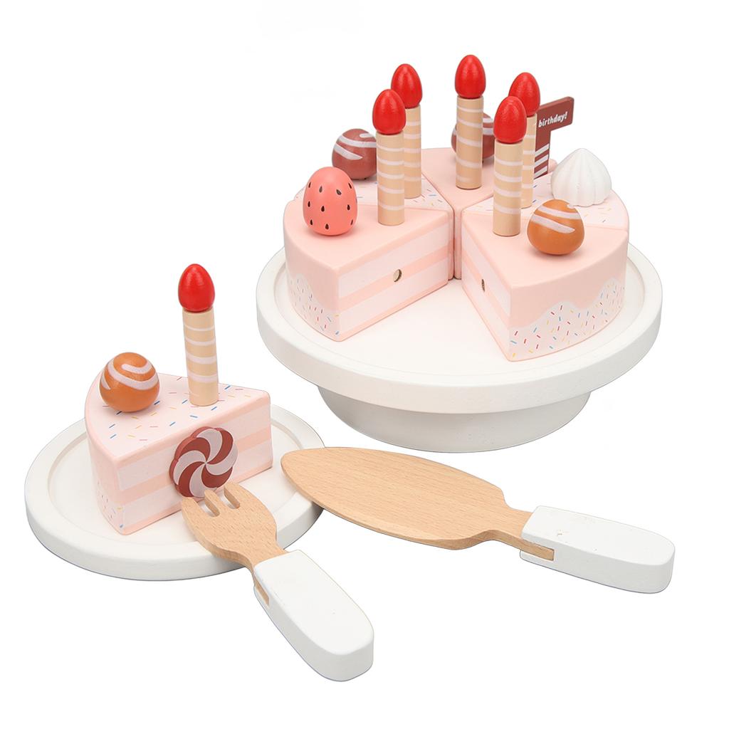 Pretend Cake Playset Simulation Decoration Pretend Cutting Birthday Cake Playset with Candles