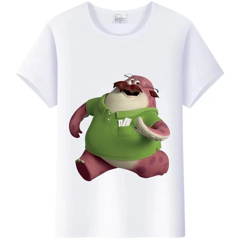 Kawaii Disney Monsters, Inc. Women T-Shirt White Female TShirt Short Sleeve Tops James -P- Sullivan Funny Mr.Q Graphic Men Tees