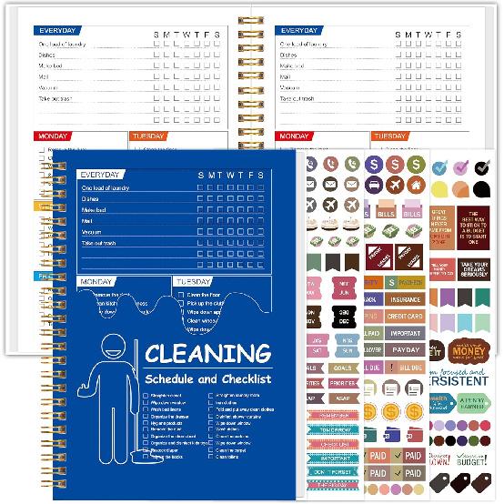 Cleaning Planner & Checklist, Undated Daily Weekly Household Cleaning Schedule Organizer, Home Cleaning Journal To Stay Neat, Organized &
