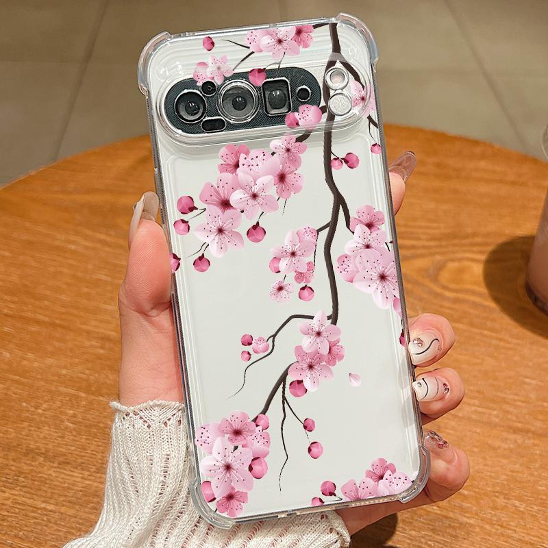 

Чехол с узором Розовый Цветущий Персик для Google Pixel 9 Pro XL 9A Ударопрочный ТПУ Силикон Прозрачный Мягкий Чехол Google Pixel 9A прозрачный